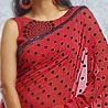 Red Color Saree on Faux Georgette