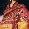 Mustard & Maroon Designer Net Saree